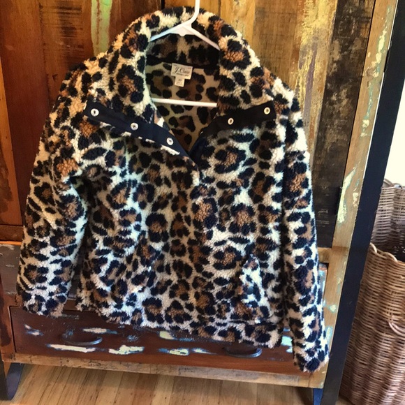 J. Crew Tops - J.Cew Leopard Fleece